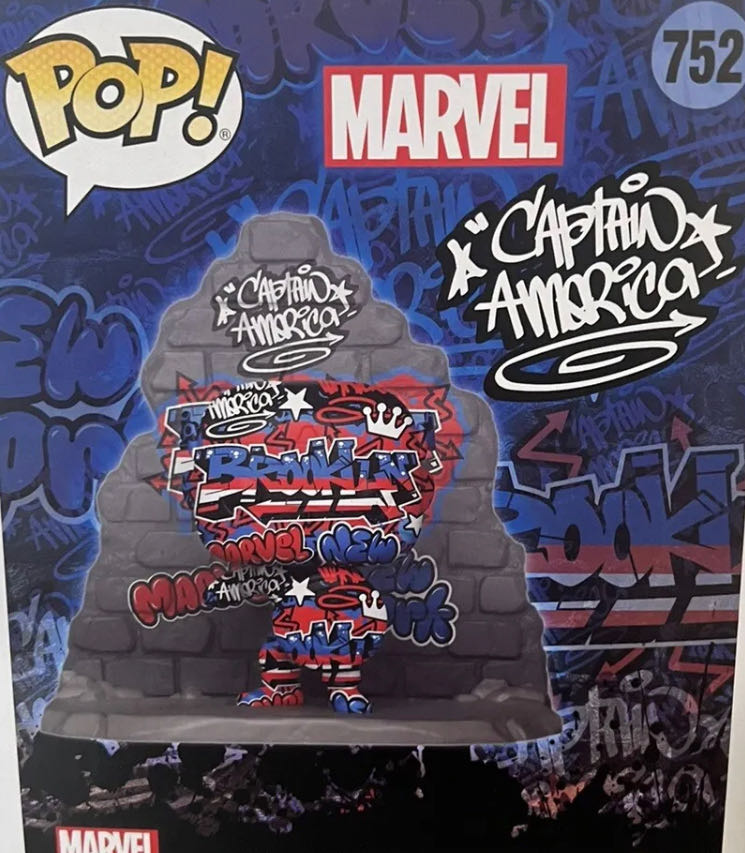 Captain America(Marvel Street Art) - Funko Pop GameStop Exclusive 752  action figure collectible [Barcode 889698496360] - Main Image 2