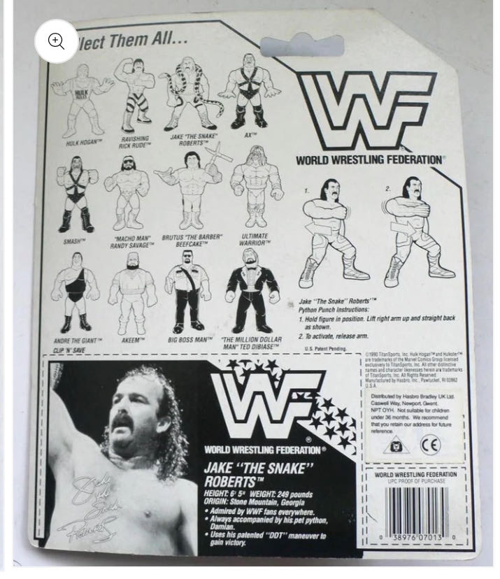Hasbro Series #1 - WWF Hasbro (Jake The Snake Roberts) action figure collectible - Main Image 2