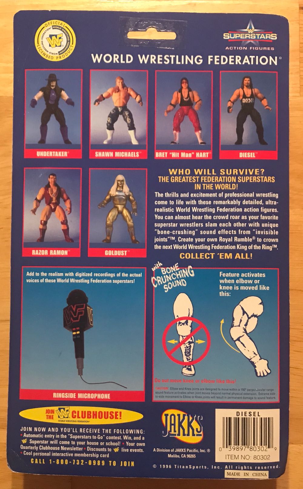 WWF Jakks Pacific BCA Superstars Series 1 (Butterfly Hook Card): Diesel (Error Figure With Wrong Arms) - WWF Jakks Pacific BCA (WWF Jakks Pacific BCA Superstars Series 1 (Butterfly Hook Card)) action figure collectible - Main Image 2