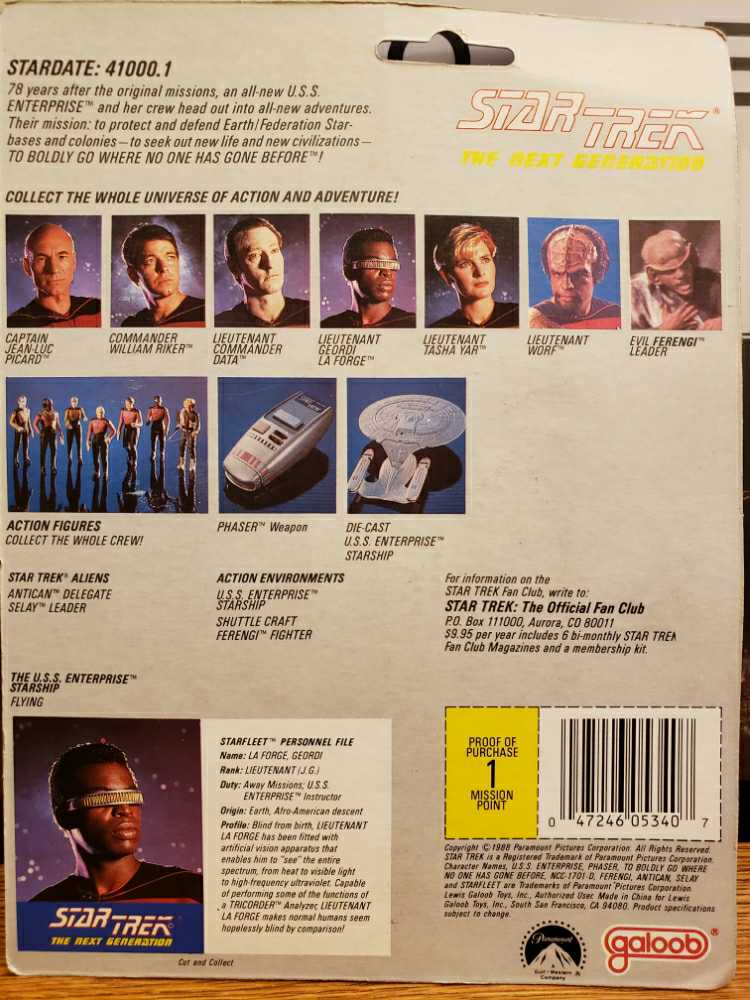 Star Trek TNG Geordi La Forge - Galoob (Star Trek: The Next Generation) action figure collectible [Barcode 047246053407] - Main Image 2