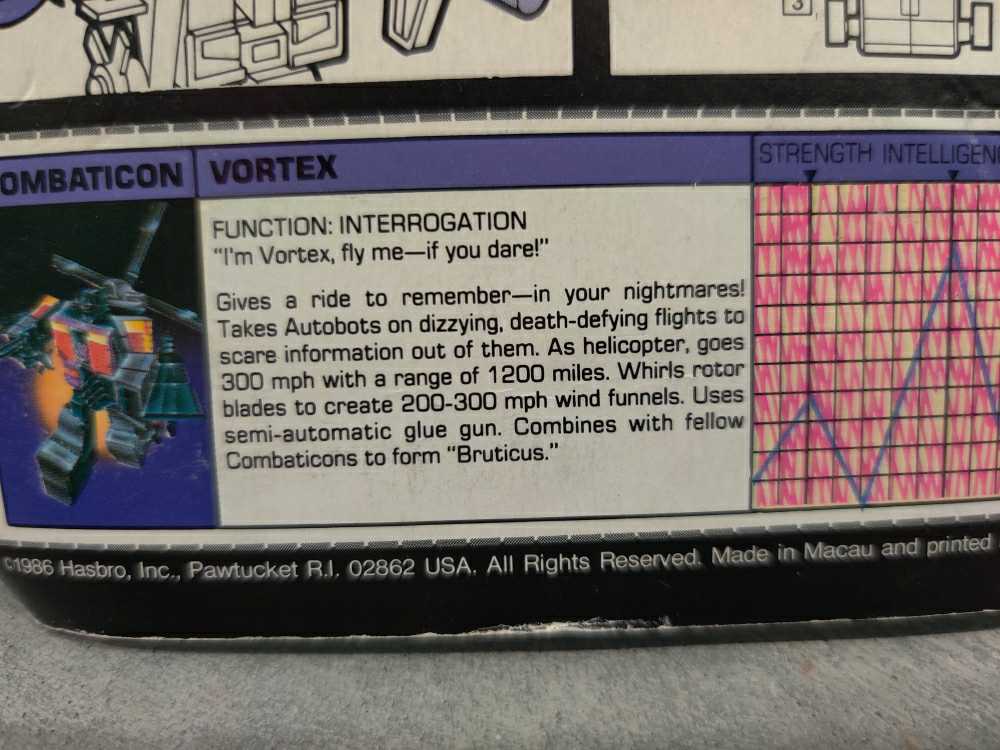 Transformers G1 Vortex Combaticon - Hasbro (1985) action figure collectible [Barcode 038976058527] - Main Image 3