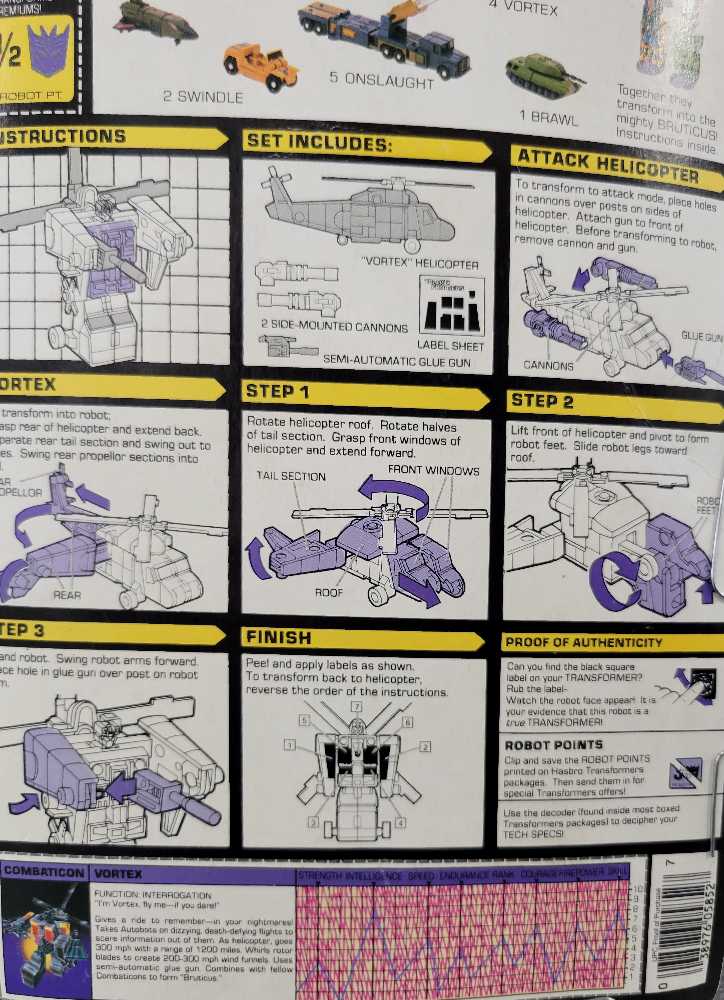 Transformers G1 Vortex Combaticon - Hasbro (1985) action figure collectible [Barcode 038976058527] - Main Image 4