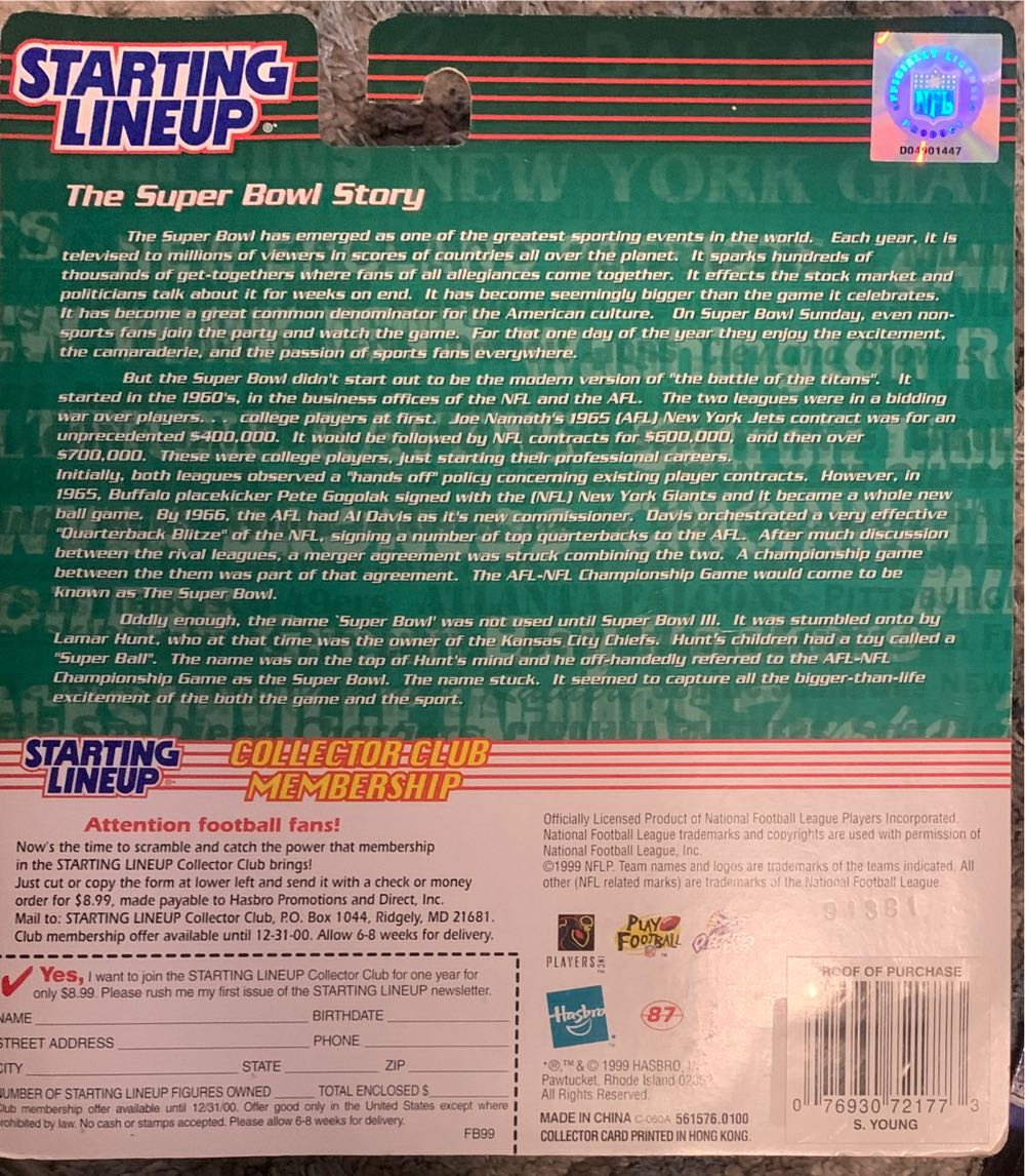 Starting Lineup Steve Young San Francisco 49ers Brand New! - Hasboro action figure collectible [Barcode 076930721773] - Main Image 3
