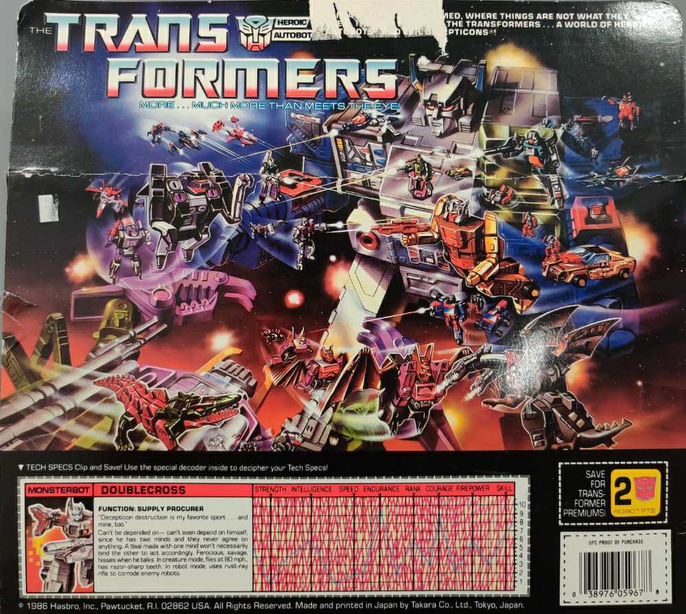 Transformers G1 Doublecross Monsterbot - Hasbro (Transformers G1) action figure collectible [Barcode 038976059678] - Main Image 2