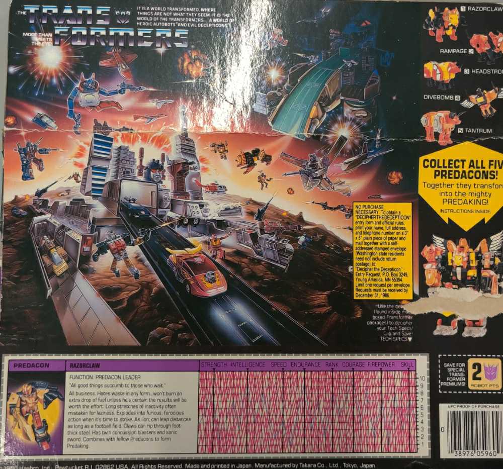 Transformers G1 Razorclaw Predacon Predaking - Hasbro (Generation 1) action figure collectible [Barcode 038976059609] - Main Image 2