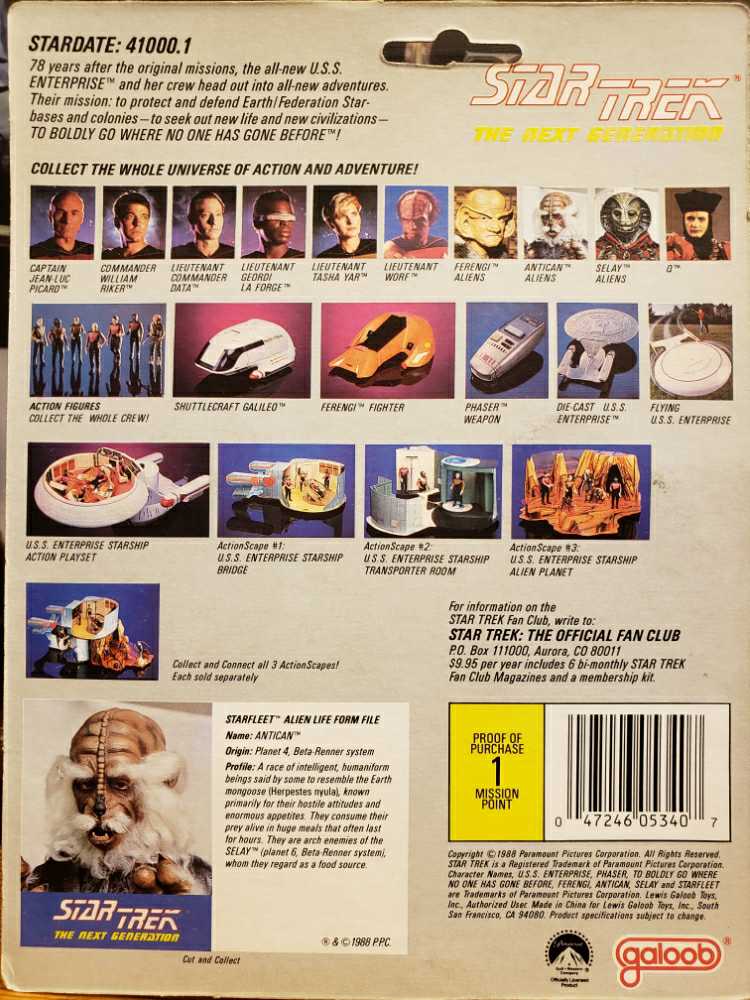 Star Trek TNG Antican - Galoob (TNG) action figure collectible [Barcode 047246053407] - Main Image 3