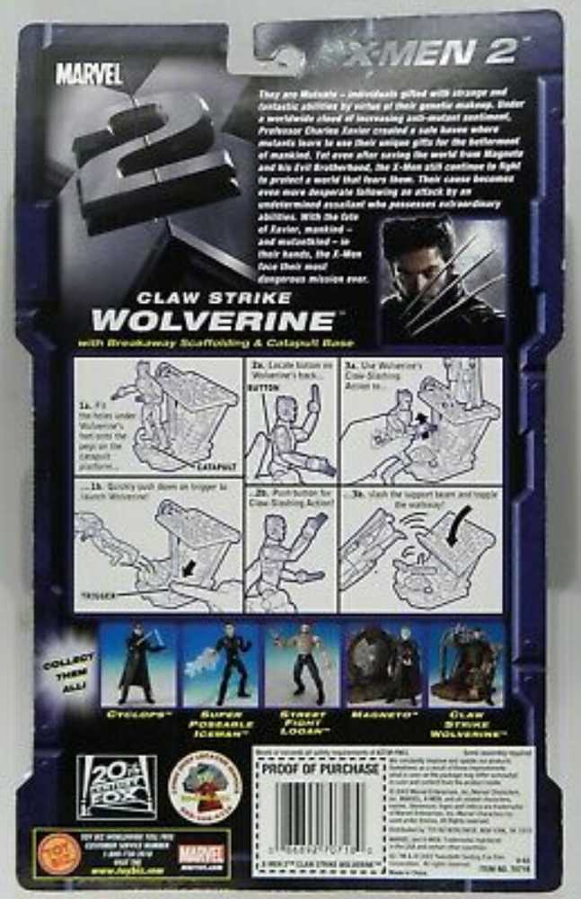 Toybiz X-Men 2 X2 United Movie Claw Strike Wolverine Unopened. - Toy Biz (Marvel (X-Men Movies)) action figure collectible [Barcode 086892707180] - Main Image 2