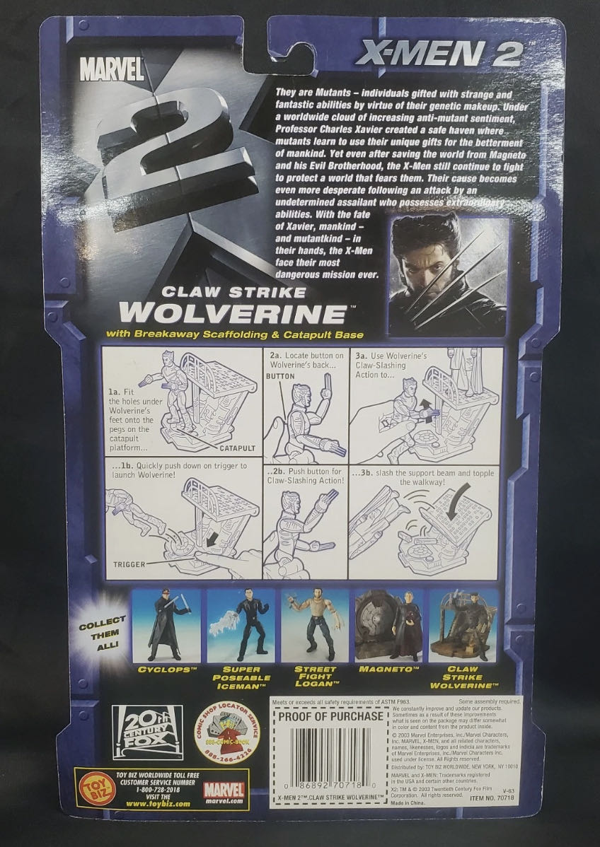 Toybiz X-Men 2 X2 United Movie Claw Strike Wolverine Unopened. - Toy Biz (Marvel (X-Men Movies)) action figure collectible [Barcode 086892707180] - Main Image 4