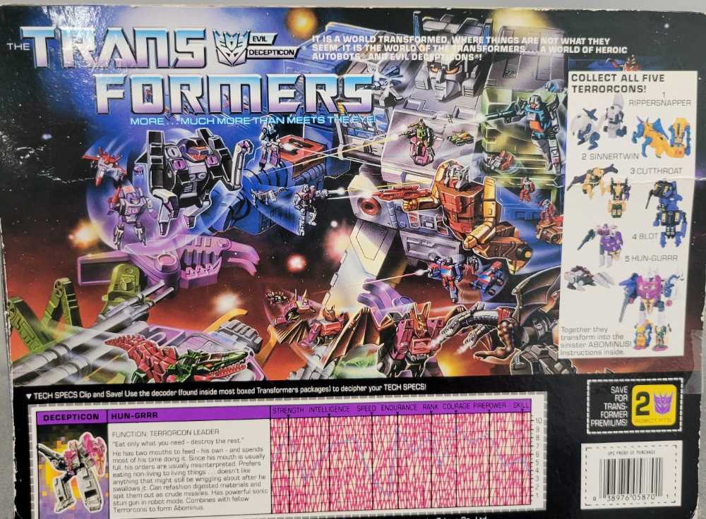 Transformers G1 Abominus Terrorcons 5-Pack (Blot, Cutthroat, Hun-Gurrr, Rippersnapper & Sinnertwin) (KO) - Unknown (The Transformers) action figure collectible [Barcode 038976058701] - Main Image 2