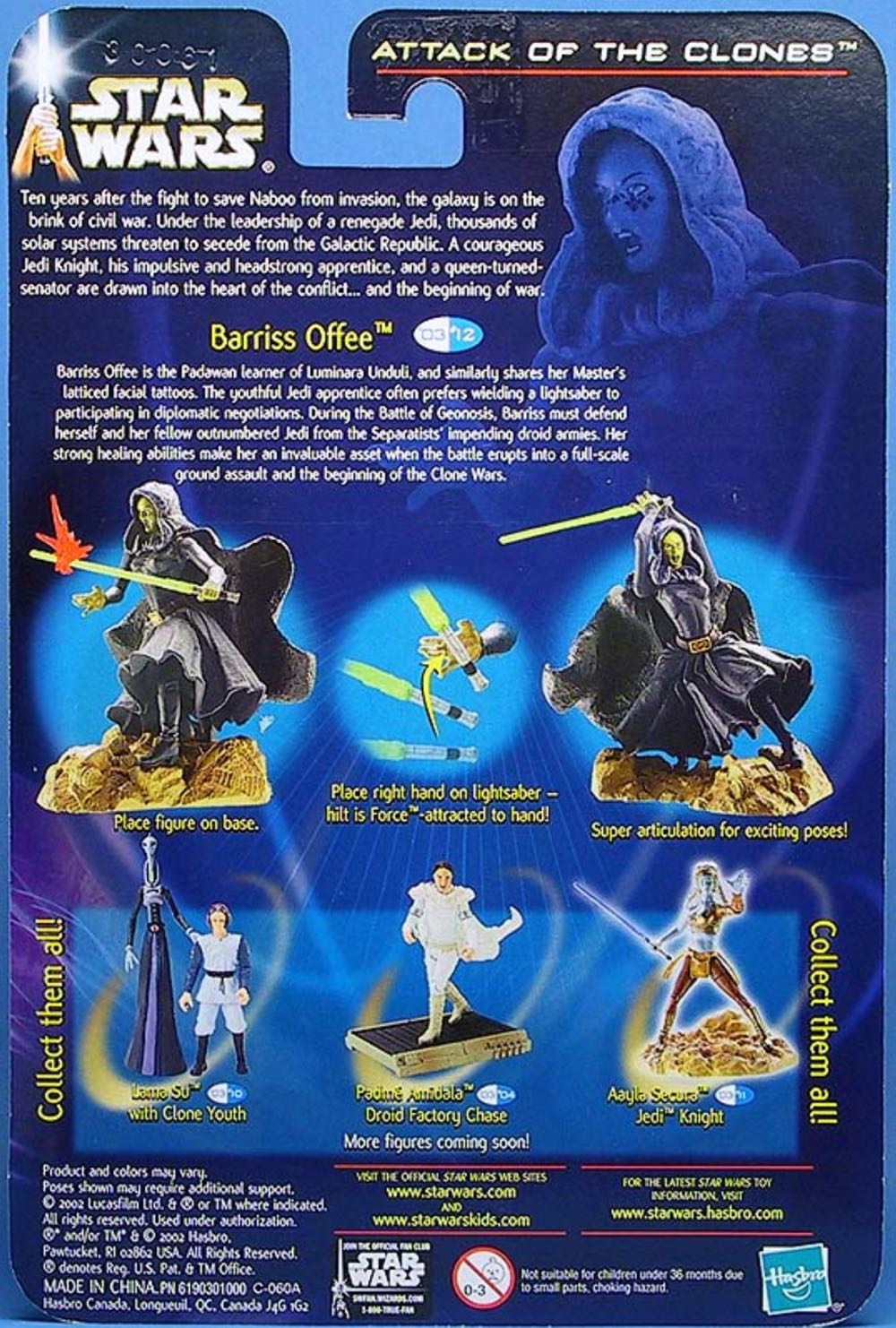 Barriss Offee (Luminara Unduli’s Padawan) - Hasbro (Star Wars: Saga-Blue: 3”) action figure collectible [Barcode 076930849262] - Main Image 2