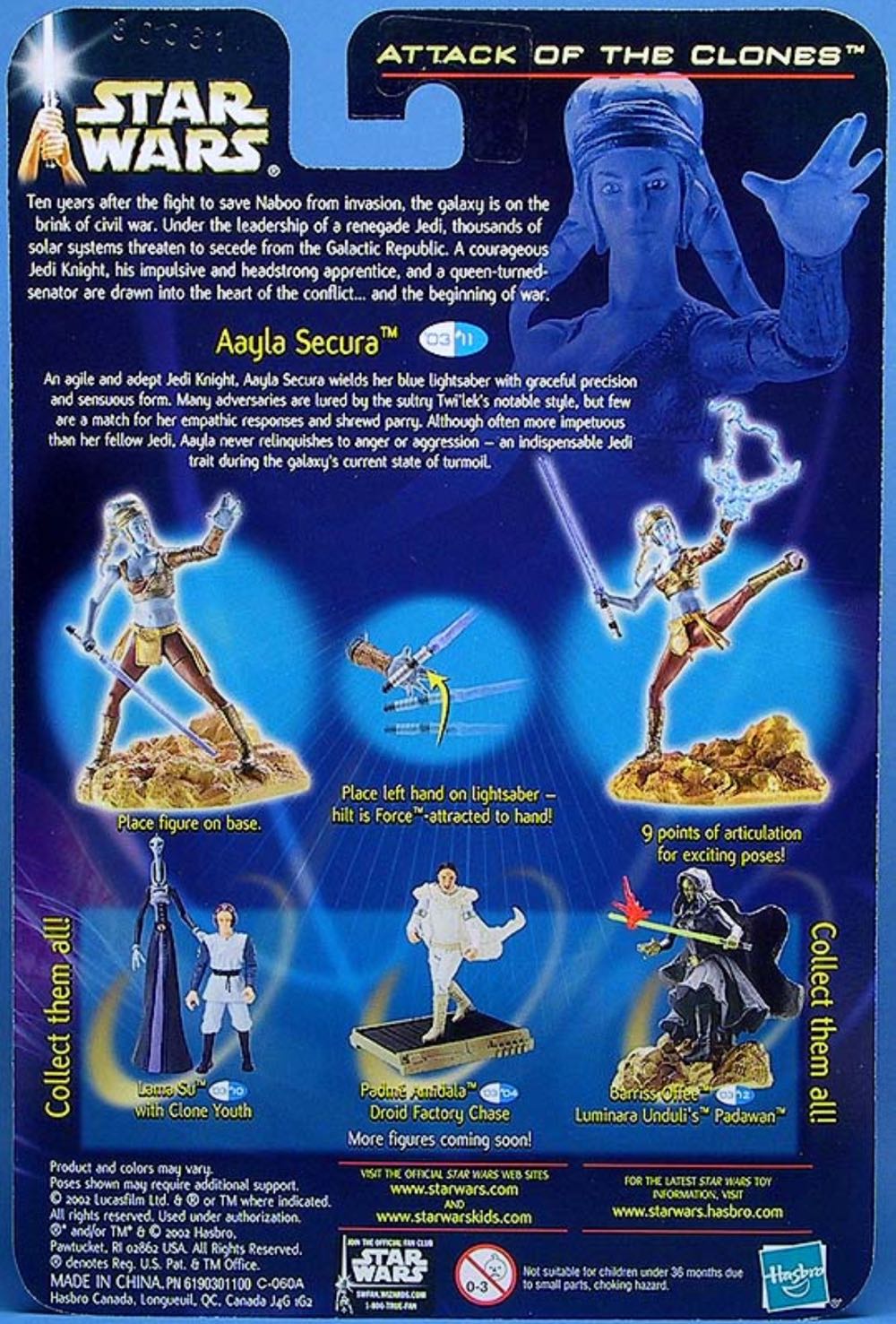 Aayla Secura (Jedi Knight) - Hasbro (Star Wars: Saga-Blue: 3”) action figure collectible [Barcode 076930849286] - Main Image 2