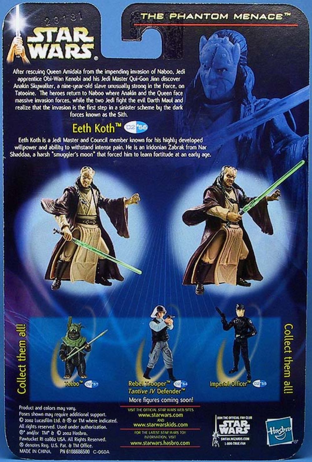 Eeth Koth (Jedi Master) - Hasbro (Star Wars: Saga-Blue: 3”) action figure collectible [Barcode 076930849958] - Main Image 2