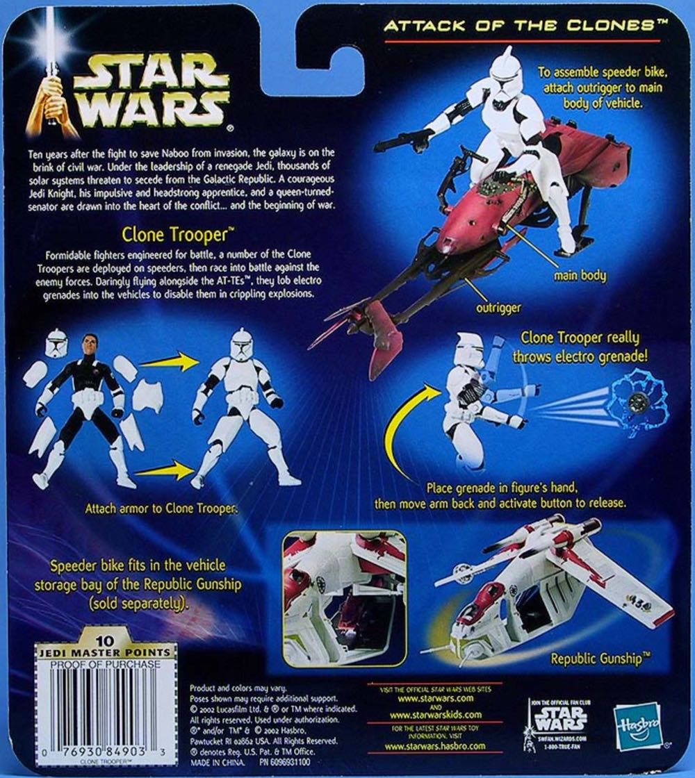 Deluxe Clone Trooper w/ Speeder Bike - Hasbro (2002-2003 Star Wars Saga) action figure collectible [Barcode 076930849033] - Main Image 2