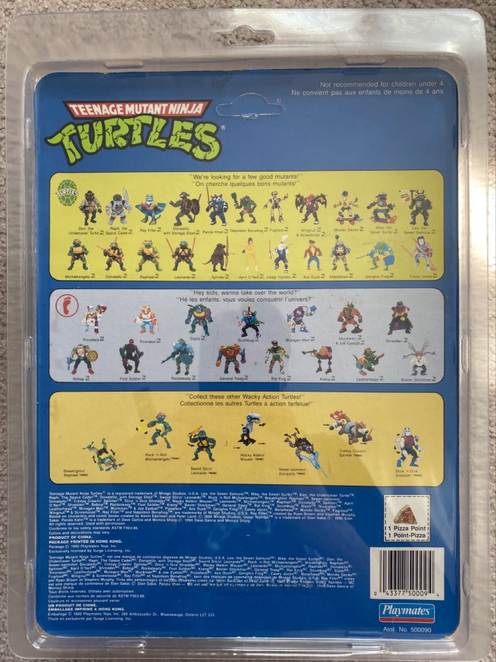 Tokka (French Canadian Card) - Playmates (Teenage Mutant Ninja Turtles 1988 Figures) action figure collectible [Barcode 043377500094] - Main Image 2