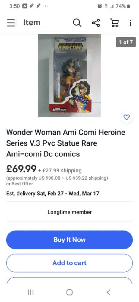 dc comic’s Wonderwoman  action figure collectible - Main Image 2