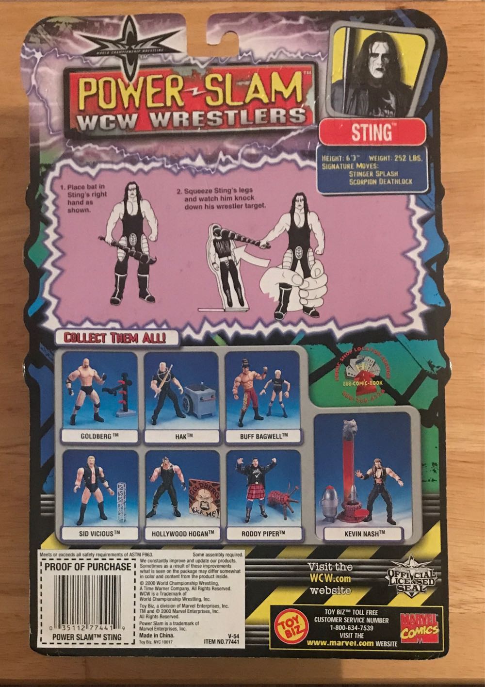 WCW ToyBiz Power Slam Wrestlers Series: Sting - WCW Toybiz (WCW ToyBiz Power Slam Series) action figure collectible [Barcode 035112774419] - Main Image 2