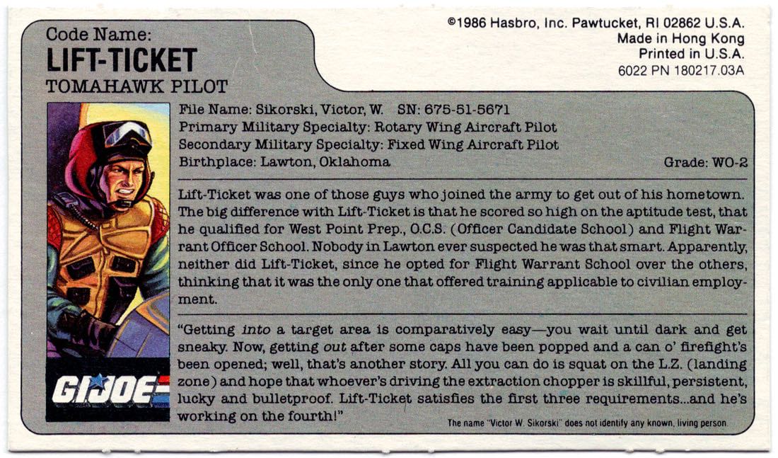 Tomahawk With Lift Ticket - Hasbro (GI Joe Vintage) action figure collectible - Main Image 3