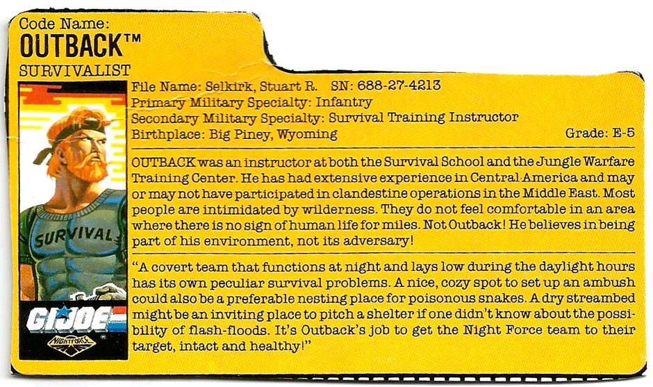 #20 | Outback: Survivalist (V2) - Hasbro (Night Force) action figure collectible - Main Image 3