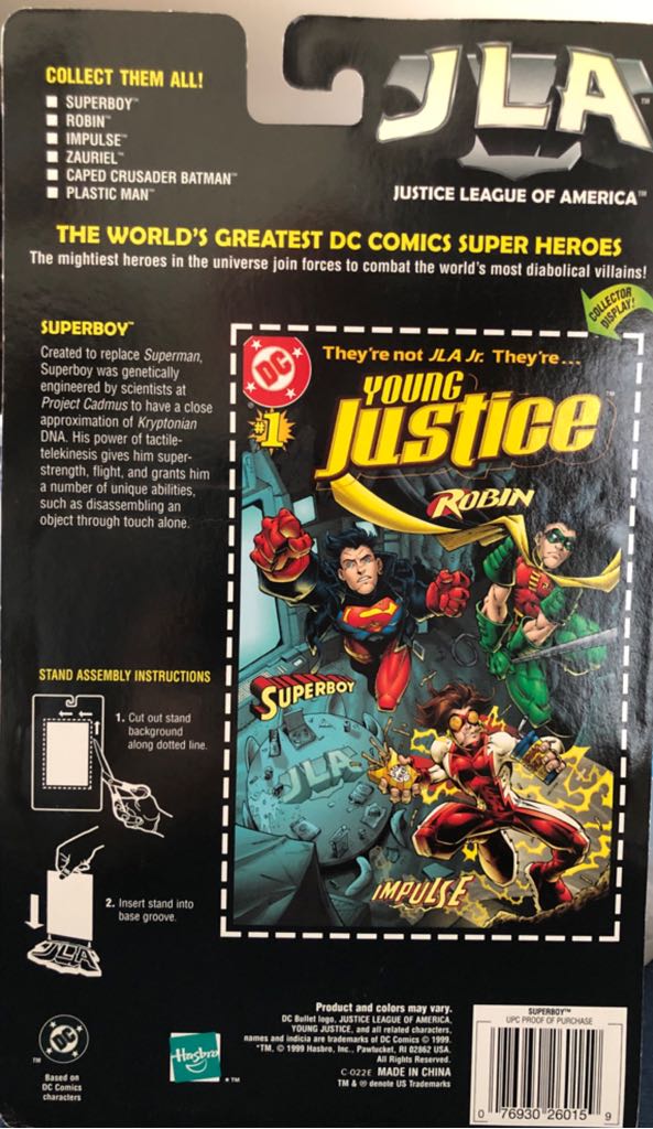 JLA: Superboy Young Justice - Hasbo / Kenner (JLA: Justice League of America) action figure collectible [Barcode 076930260159] - Main Image 2