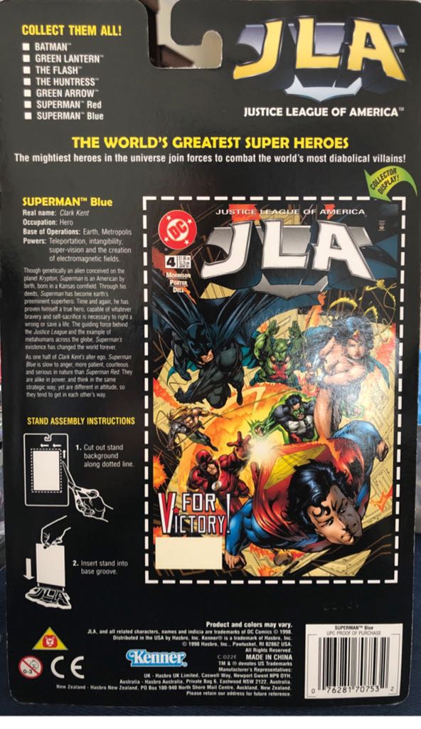 JLA: Superman Blue - Hasbo / Kenner (JLA: Justice League of America) action figure collectible [Barcode 076281707532] - Main Image 2