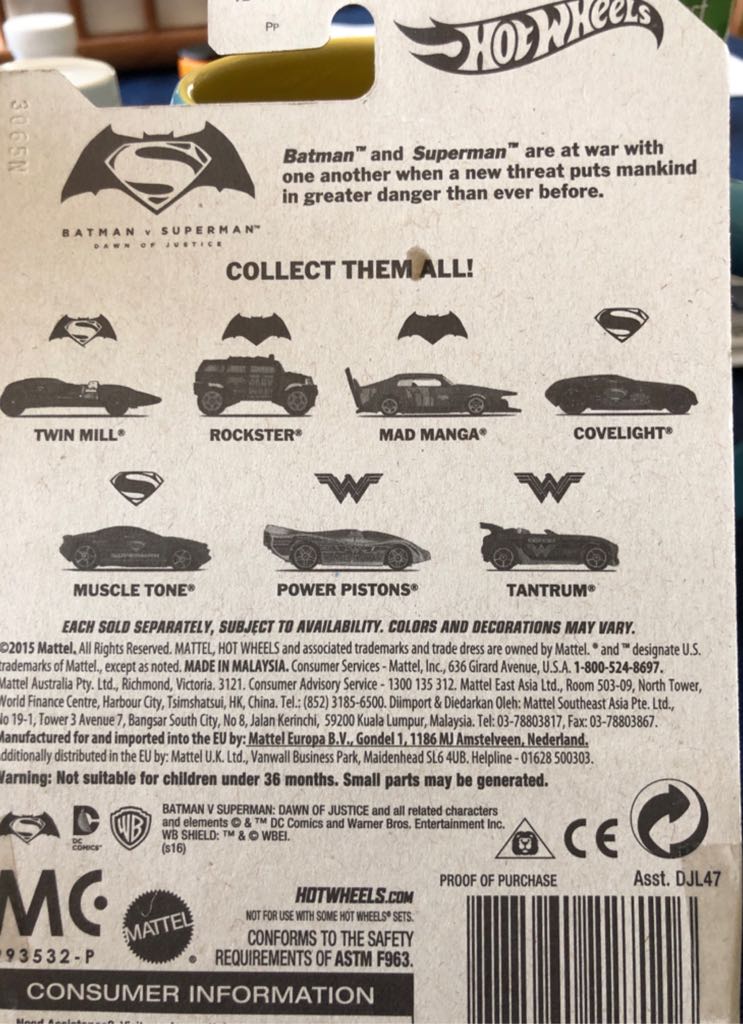 Hot Wheels Batman vs Superman Batmobile Overboard 454 - Mattel - Hot Wheels (Hot Wheels Batman V Superman) action figure collectible - Main Image 2