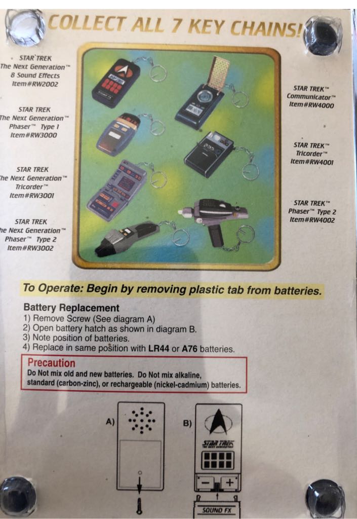 Star Trek TNG Electronic Keychain 8 Sound Effects - IPI (Stsr Trek Keychain) action figure collectible [Barcode 704942020026] - Main Image 2