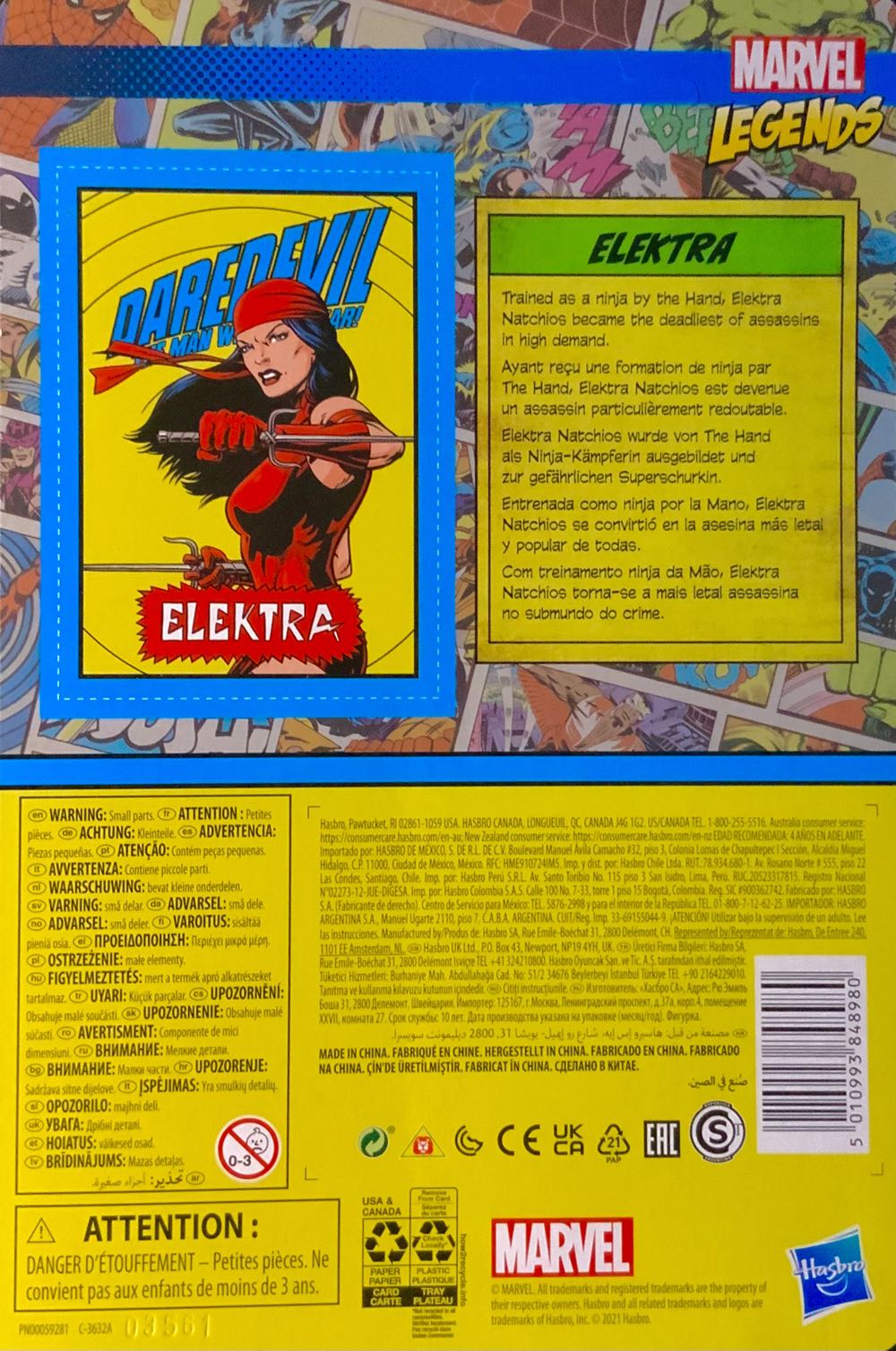 Elektra - Hasbro (Marvel Legends 3.75” Retro) action figure collectible [Barcode 5010993848980] - Main Image 2