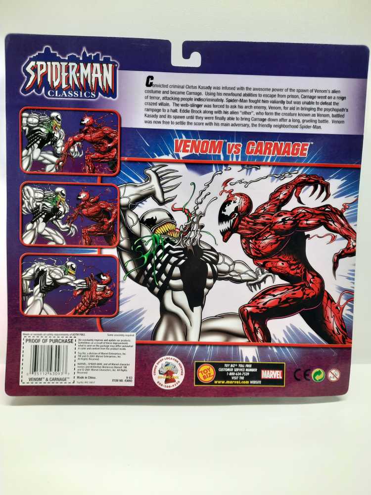 Venom Vs Carnage - Toy Biz (Spider-Man: Classics: 6”) action figure collectible [Barcode 035112430933] - Main Image 2