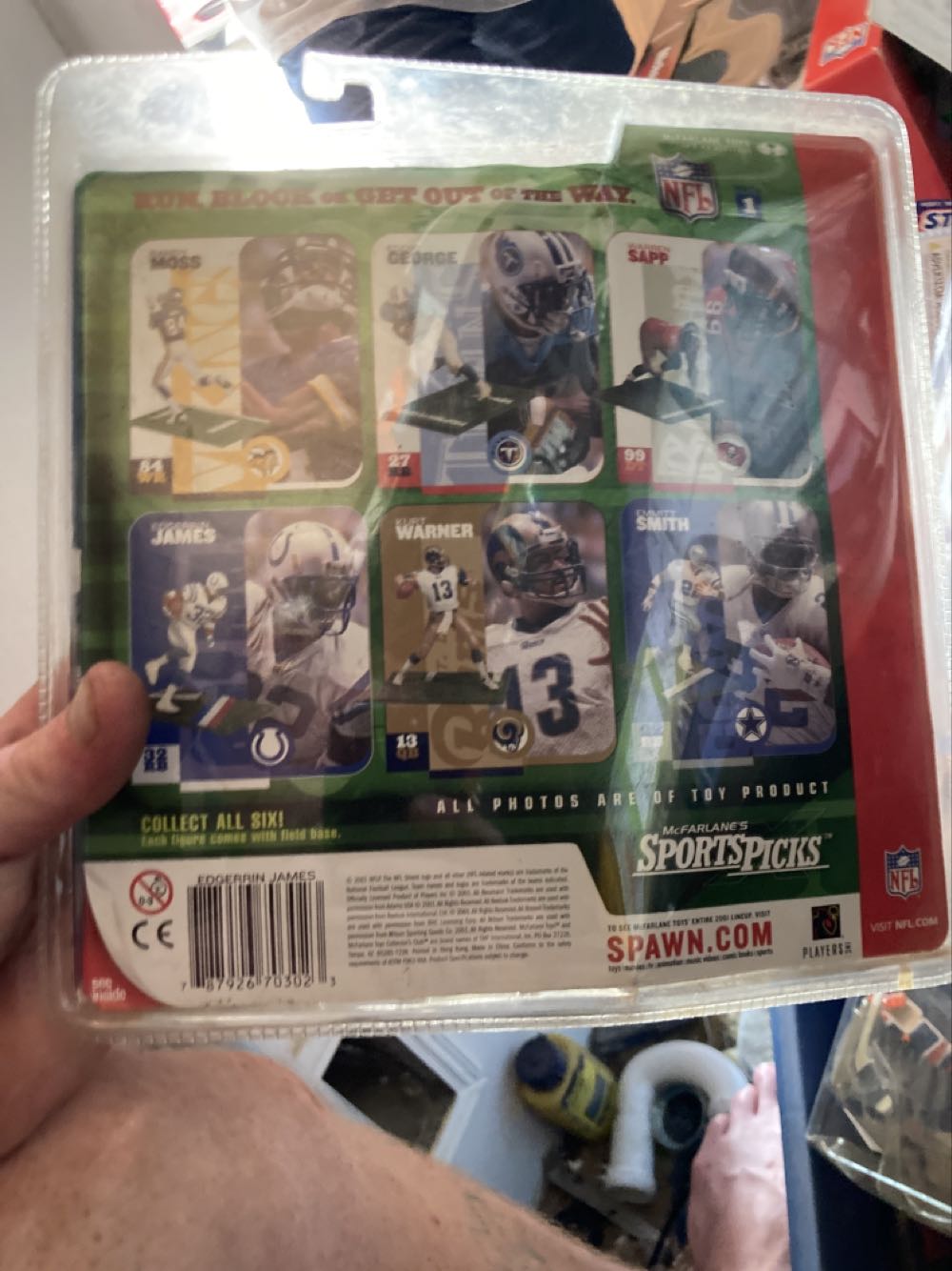 Edgerrin James Colts White Uniform Mcfarlane Nfl Series One Six Inch Action Figure By Mcfarlane Toys By Unknown  action figure collectible [Barcode 787926703023] - Main Image 2