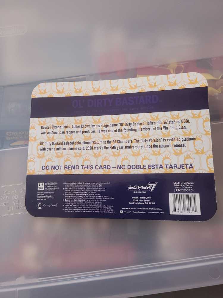 Super7 Reaction Wu Tang Clan O.D.B. (Ol’ Dirty Bastard) Figure - Super 7 / ReAction Figures (Wu-Tang Clan) action figure collectible [Barcode 840049810075] - Main Image 2