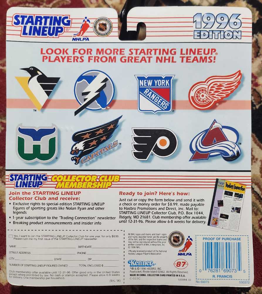 Starting Lineup Ron Francis Pittsburgh Penguins  - Kenner action figure collectible [Barcode 076281690735] - Main Image 2