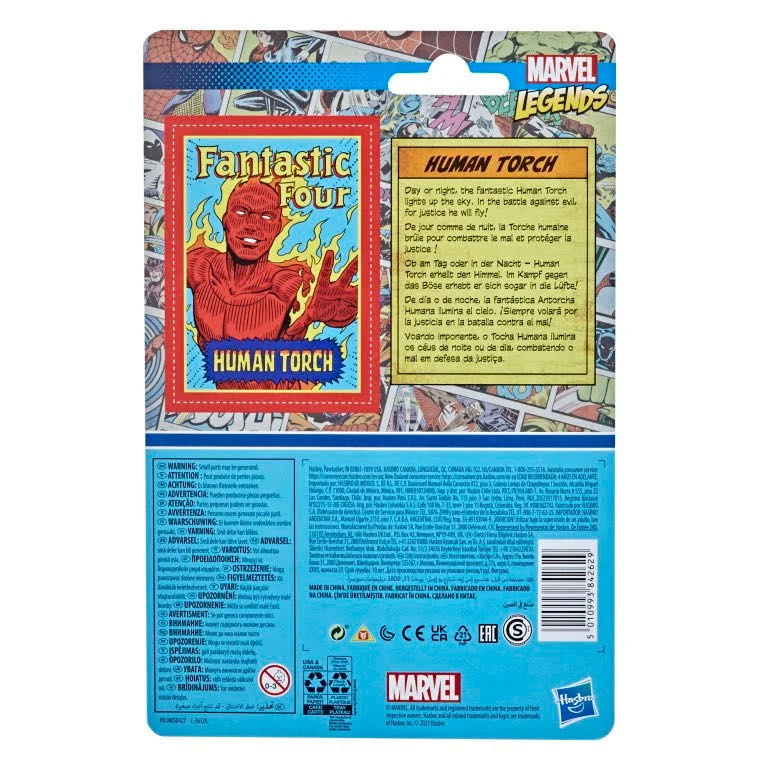 2021 Marvel Legends Retro Vintage 3.75” HUMAN TORCH Fantastic 4 Kenner Unpunched - Hasbro “Kenner” (Marvel Leyends Retro Vintage - Kenner) action figure collectible [Barcode 5010993842629] - Main Image 2