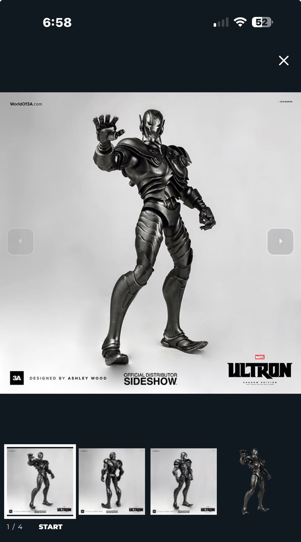 Ultron Shadow Edition 3a Marvel - ThreeA (MARVEL) action figure collectible [Barcode 8406861000722] - Main Image 2