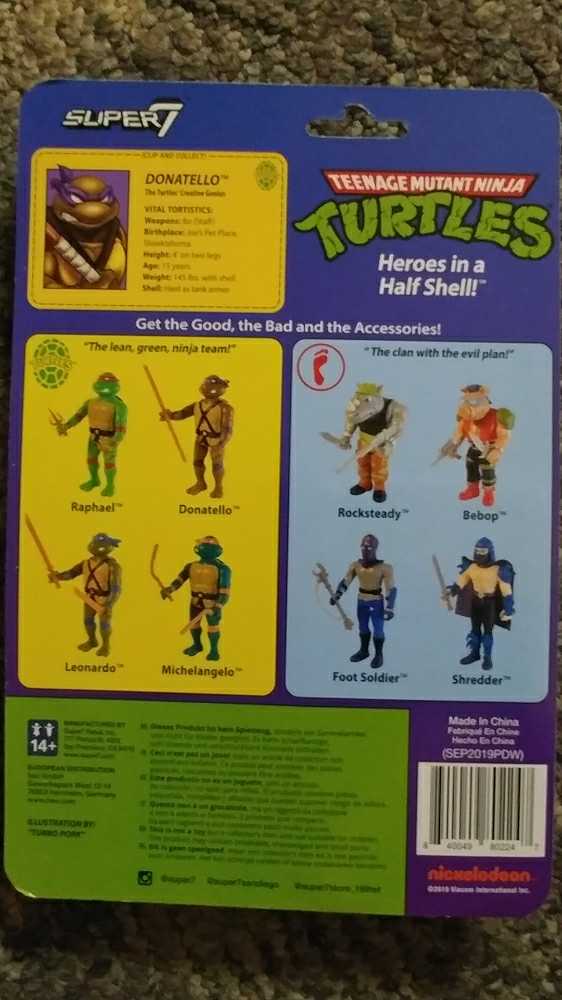 Donatello - Super 7-Reaction Figures (Teenage Mutant Ninja Turtles: ReAction Figures) action figure collectible [Barcode 840049802247] - Main Image 2