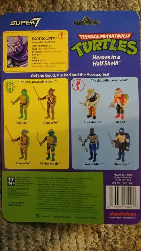 TMNT Foot Soldier - Super7 (Teenage Mutant Ninja Turtles) action figure collectible [Barcode 840049802261] - Main Image 2