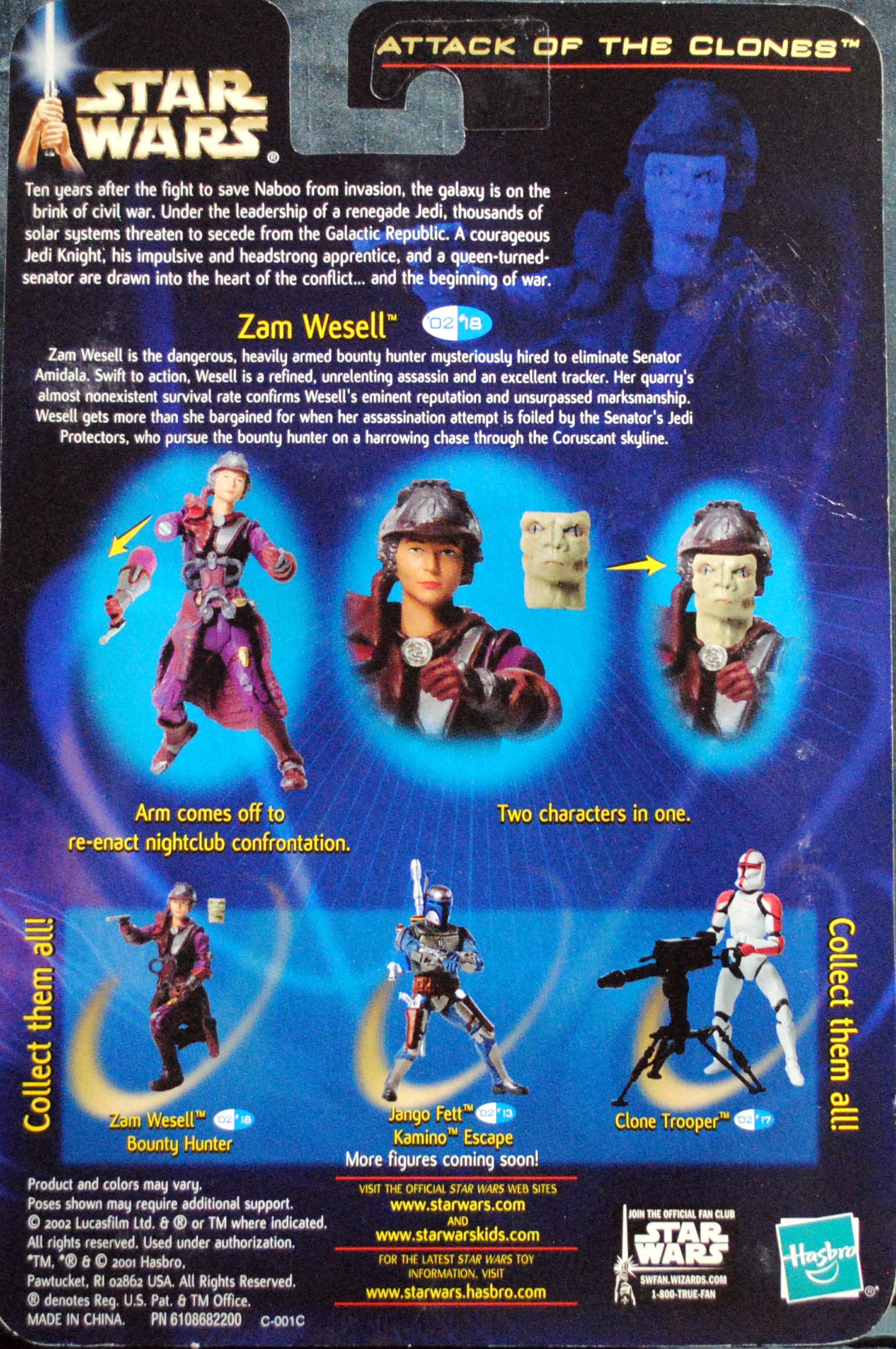 Zam Wesell Bounty Hunter - Hasbro (Star Wars (Attack Of The Clones)) action figure collectible [Barcode 0076930846551] - Main Image 2