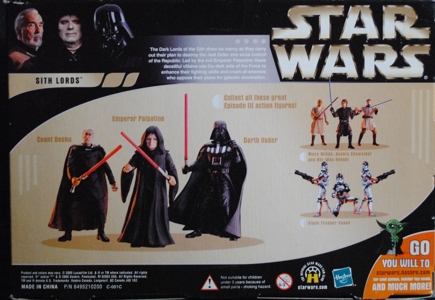 Revenge Of The Sith: Figure 3.75 Sith 3 pack - Palpatine, Vader And Dooku - Hasbro (Star Wars Episode III Revenge Of The Sith) action figure collectible [Barcode 0653569092087] - Main Image 2