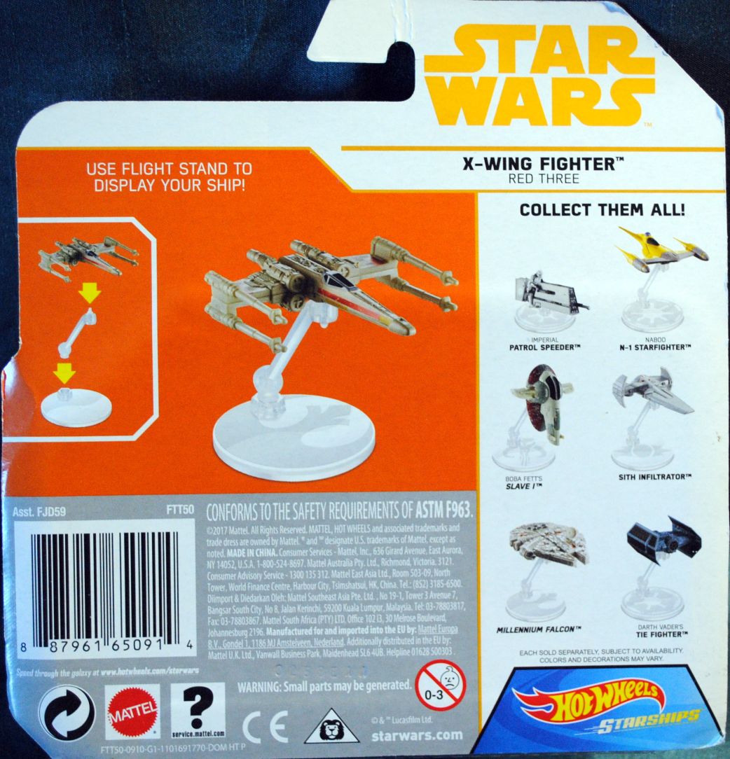Hot Wheels Star Wars Vehicle X-Wing Fighter Red Three SOLO: - Hot Wheels by Mattel (Star Wars Hot Wheels) action figure collectible [Barcode 0887961650914] - Main Image 2