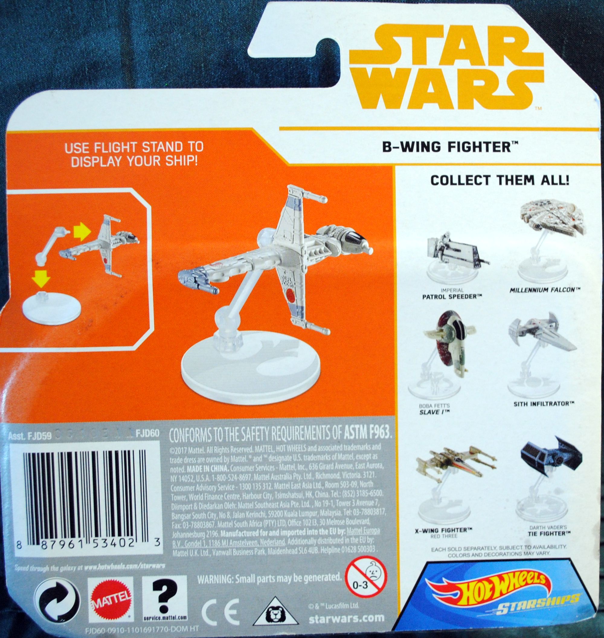 Hot Wheels Star Wars Vehicle B-Wing Fighter SOLO: - Hot Wheels by Mattel (Star Wars Hot Wheels) action figure collectible [Barcode 0887961534023] - Main Image 2