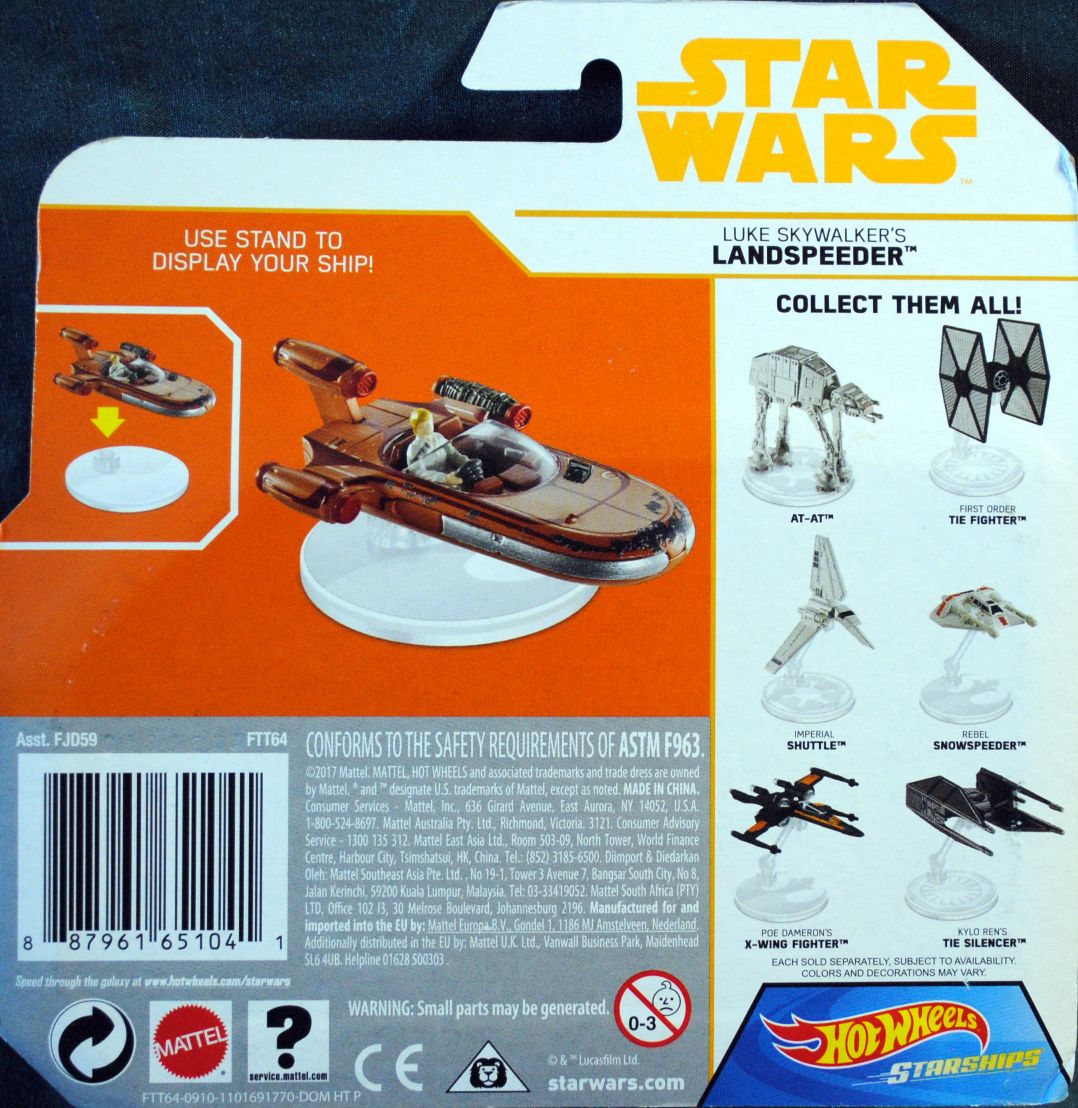 Hot Wheels Star Wars Vehicle Luke Skywalker’s Landspeeder SOLO: - Hot Wheels by Mattel (Star Wars Hot Wheels) action figure collectible [Barcode 887961651041] - Main Image 2