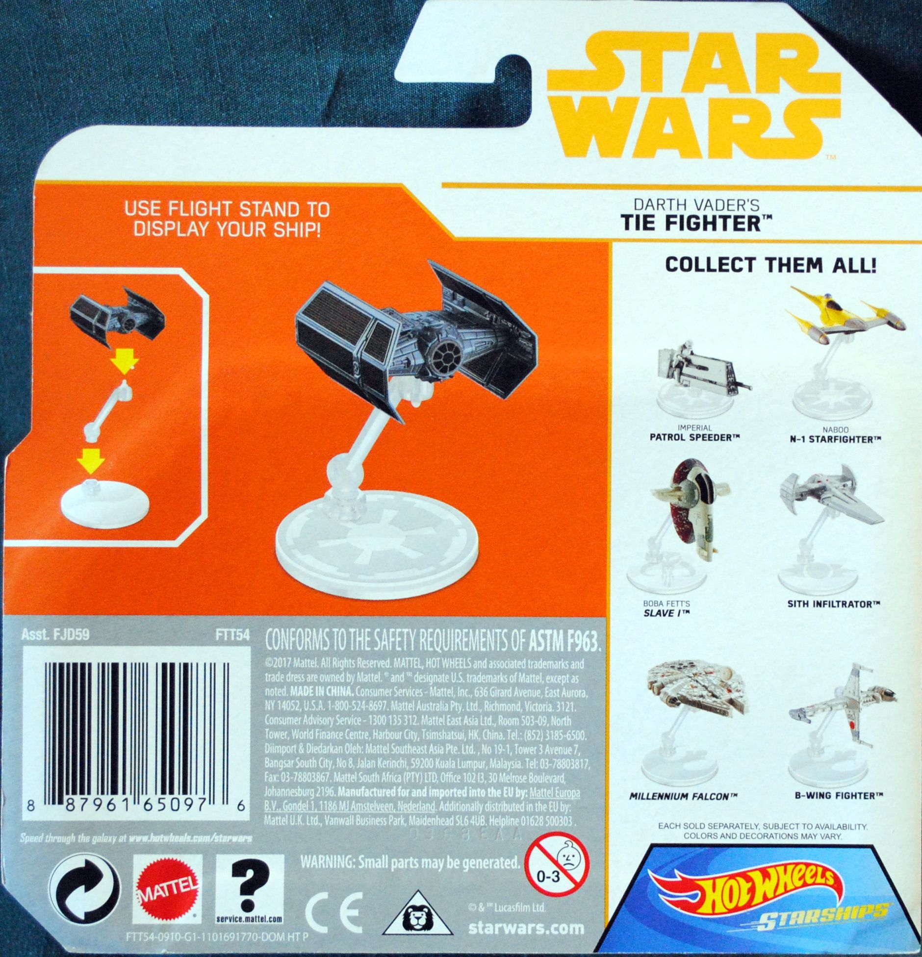 Hot Wheels Star Wars Vehicle Darth Vader’s Tie Fighter SOLO: - Hot Wheels by Mattel (Star Wars Hot Wheels) action figure collectible [Barcode 887961650976] - Main Image 2