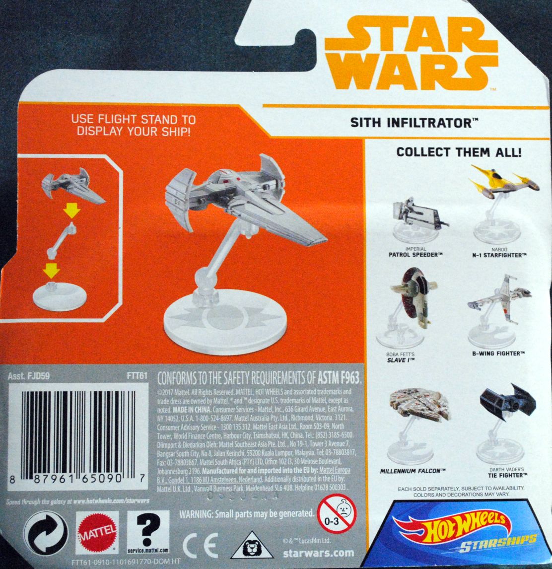 Hot Wheels Star Wars Vehicle Sith Infiltrator SOLO: - Hot Wheels by Mattel (Star Wars Hot Wheels) action figure collectible [Barcode 0887961650907] - Main Image 2