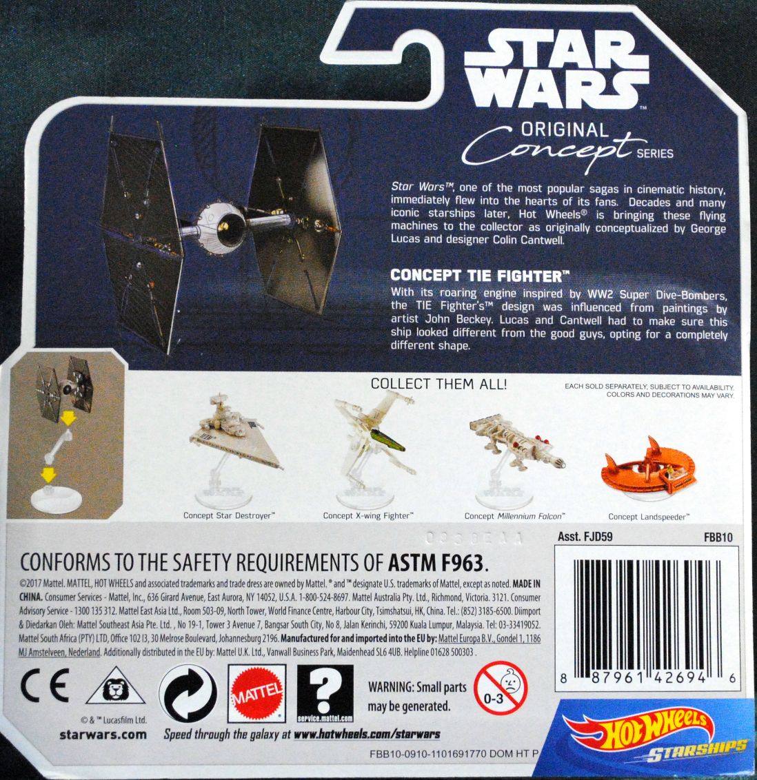 Hot Wheels Star Wars Vehicle Tie Fighter CONCEPT: - Hot Wheels from Mattel (Star Wars Hot Wheels) action figure collectible [Barcode 0887961426946] - Main Image 2