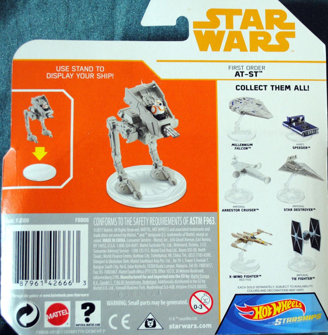 Hot Wheels Star Wars Vehicle First Order AT-ST WITH BB-8 SOLO: - Hot Wheels from Mattel (Star Wars Hot Wheels) action figure collectible [Barcode 0887961426663] - Main Image 2