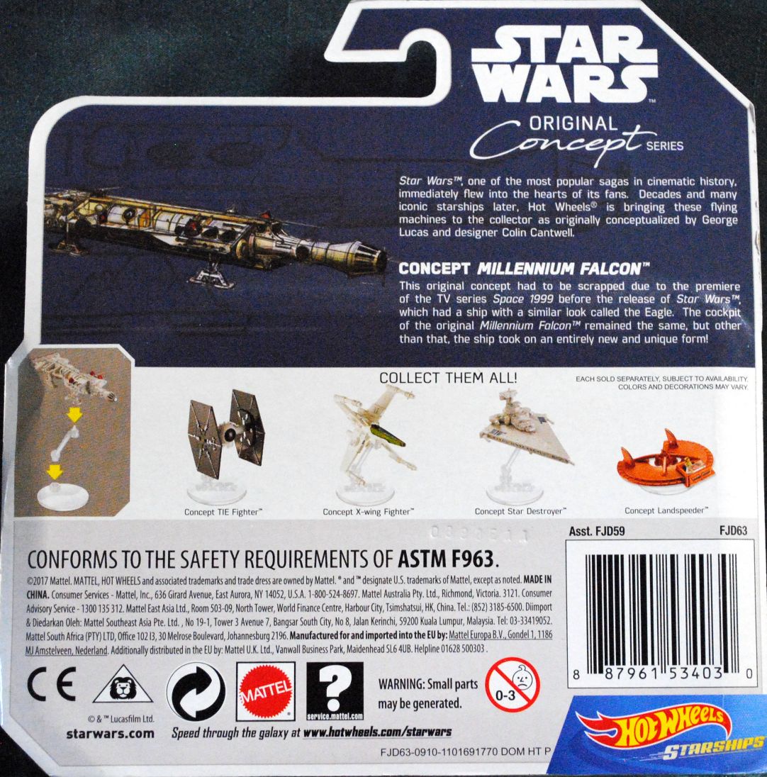 Hot Wheels Star Wars Vehicle Millennium Falcon CONCECPT: - Hot Wheels by Mattel (Star Wars Hot Wheels) action figure collectible [Barcode 0887961534030] - Main Image 2