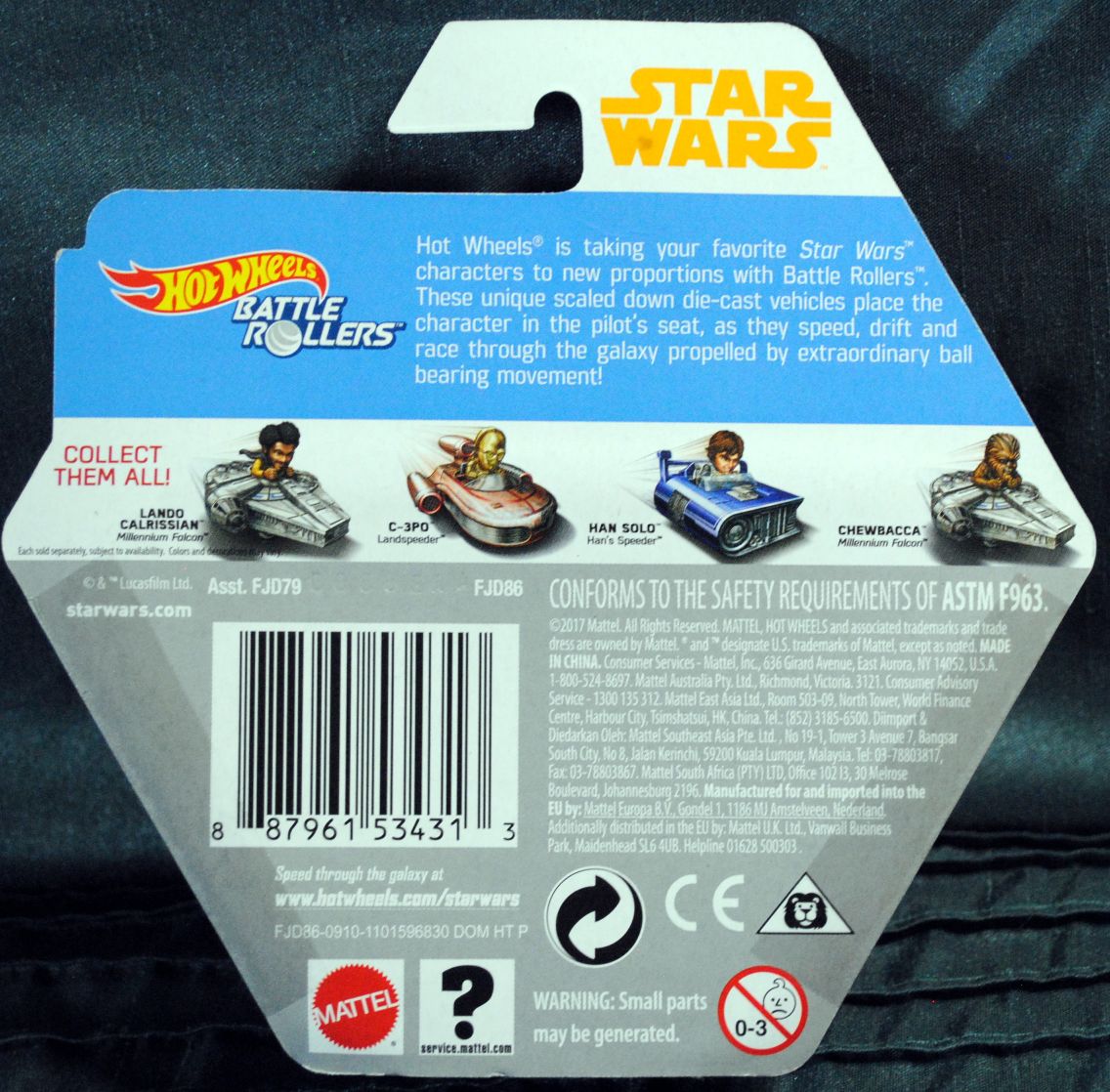 Hot Wheels Star Wars Battle Rollers Character Imperial Officer SOLO: - Hot Wheels by Mattel (Star Wars Hot Wheels) action figure collectible [Barcode 887961534313] - Main Image 2