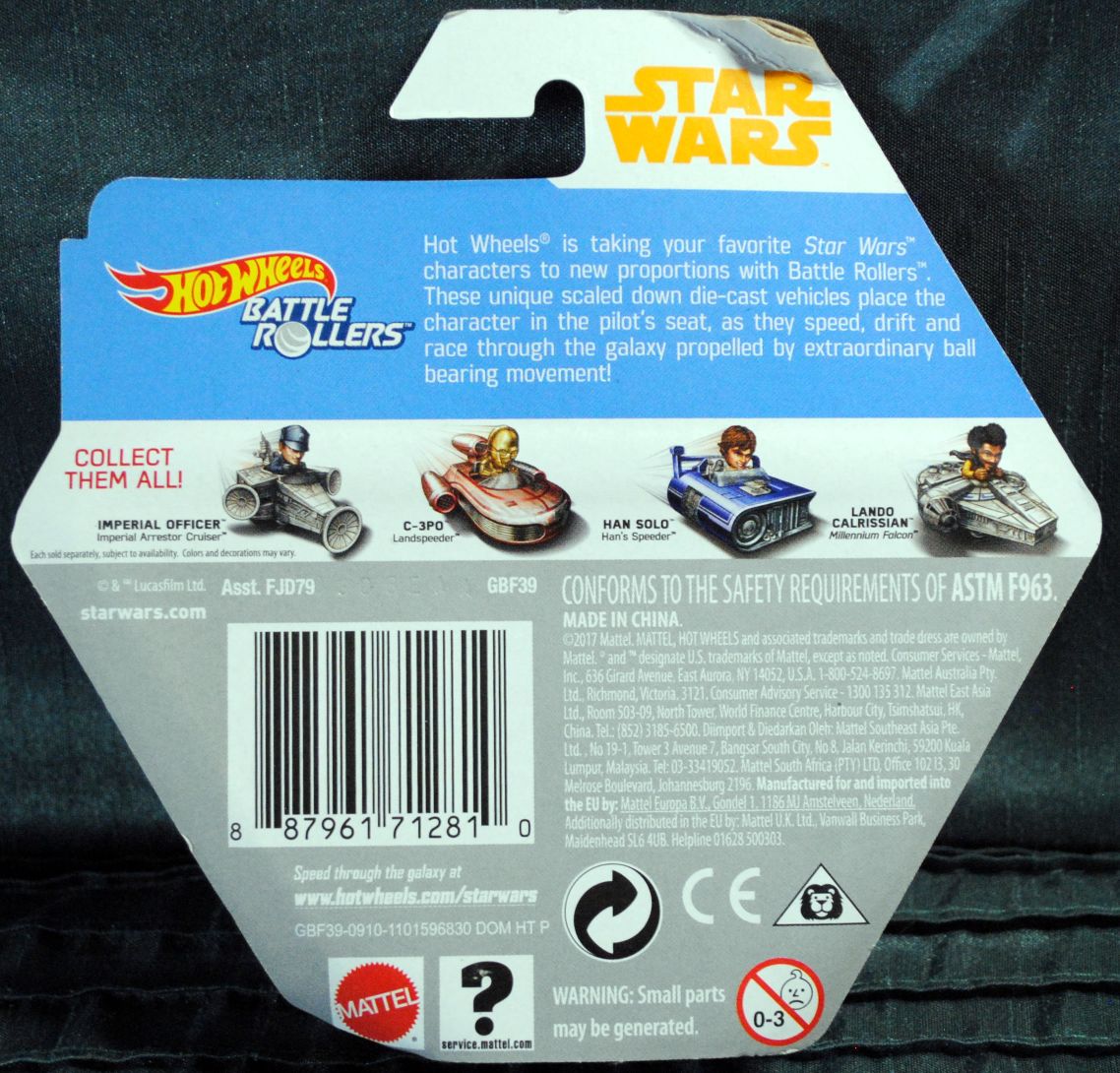 Hot Wheels Star Wars Battle Rollers Character Chewbacca SOLO: - Hot Wheels from Mattel (Star Wars Hot Wheels) action figure collectible [Barcode 887961712810] - Main Image 2