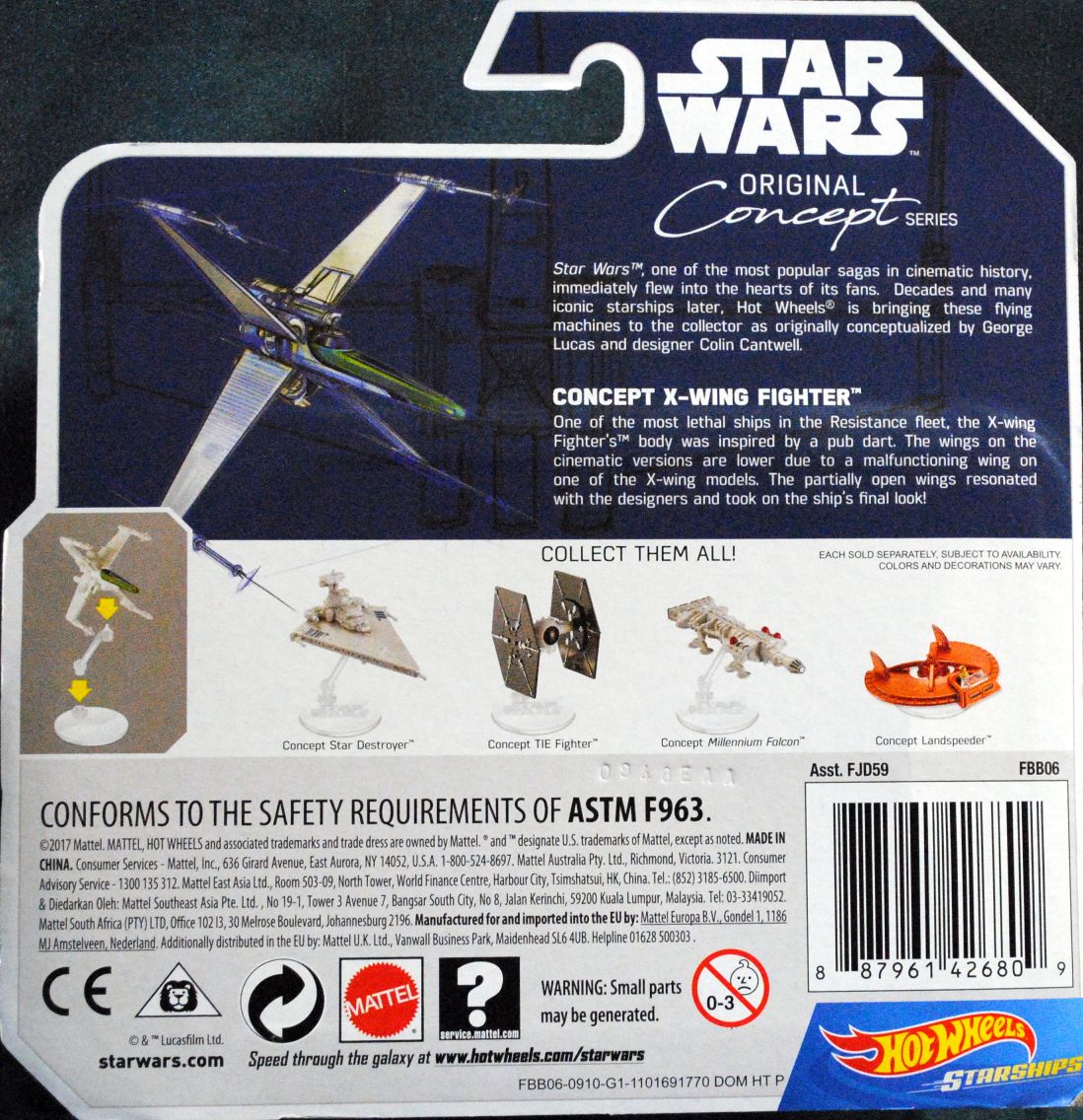 Hot Wheels Star Wars Vehicle X-Wing Fighter CONCEPT: - Hot Wheels from Mattel (Star Wars Hot Wheels) action figure collectible [Barcode 0887961426809] - Main Image 2