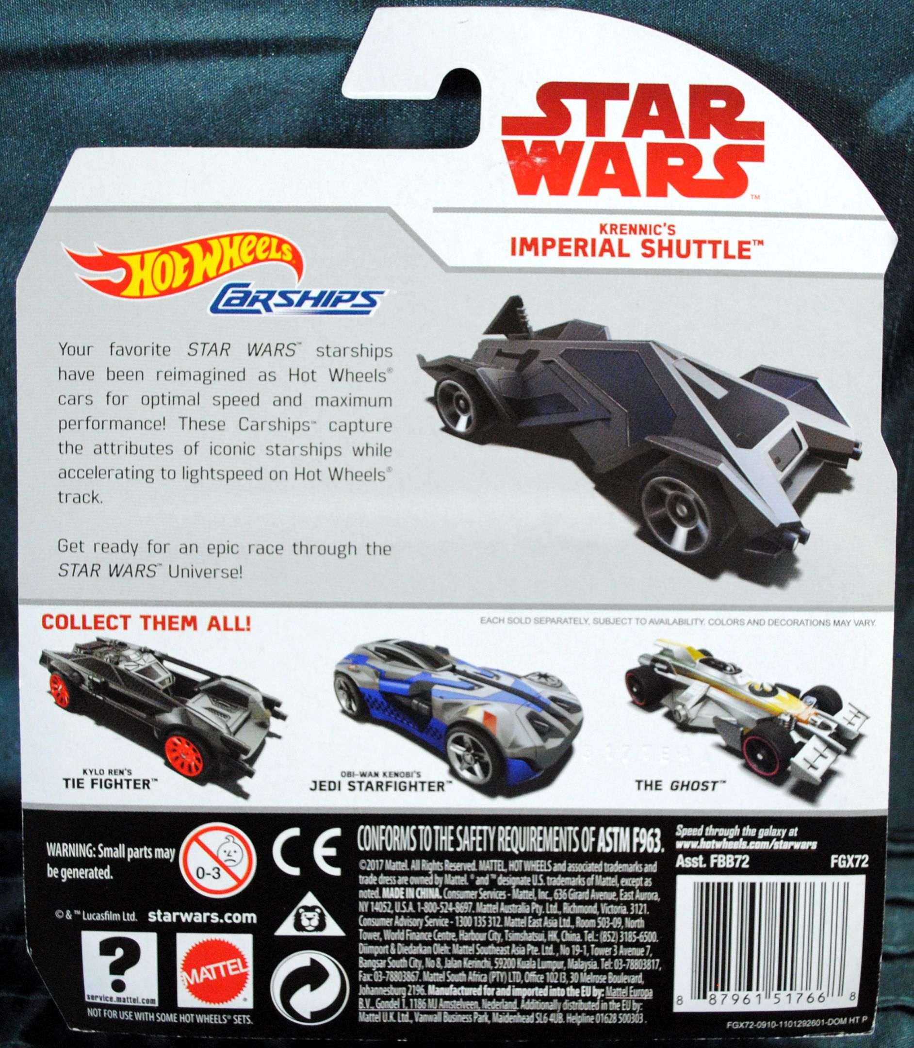 Hot Wheels Star Wars Carships Krennic’s Imperial Shuttle TLJ SWRO - Hot Wheels from Mattel (Star Wars Hot Wheels) action figure collectible [Barcode 0887961517668] - Main Image 2