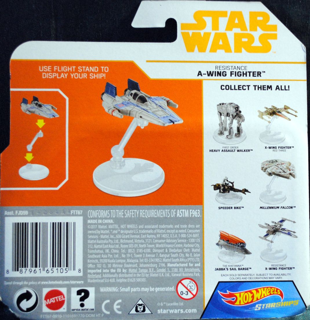 Hot Wheels Star Wars Vehicle A Wing Fighter SOLO: - Hot Wheels from Mattel (Star Wars Hot Wheels) action figure collectible [Barcode 0887961651058] - Main Image 2